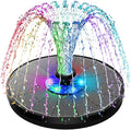 SZMP 3.5W Upgraded Glass Panel Solar Fountain with RGB Night Show, Anti-Drift Fixer & 7 Nozzles, Strong Floating Bird Bath Fountain for Garden, Pond, Outdoor (Black)