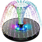 SZMP 3.5W Upgraded Glass Panel Solar Fountain with RGB Night Show, Anti-Drift Fixer & 7 Nozzles, Strong Floating Bird Bath Fountain for Garden, Pond, Outdoor (Black)