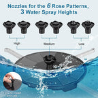 Solar Fountain Pump with 3 Spray Height Adjustment, Upgraded PET Solar Bird Bath Fountains with 6 Nozzles, Solar Water Fountain Pump for Outdoor, Bird Bath, Garden, Pool, Pond