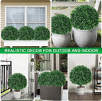 2Pack Artificial Boxwood Topiary Ball Trees, 16'' UV Resistant Fake Evergreen Shrubs Bushes Plants with Ground Spike, Fake Plants for Outdoor Indoor Front Porch Garden