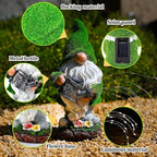 VChymm Flocked Solar Garden Gnomes Outdoor Statues-11.8‘’Outdoor Garden Decor-LED Outdoor Decor Light-Unique Housewarming Gifts Yard Art Sculptures for Patio Lawn Ornaments