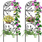 AMAGABELI 2 Pack Garden Trellis for Climbing Plants Outdoor Trellis 46" x 15" Climbing Rose Trellis Metal Trellis for Vines Flower Patio for Grape Cucumber Clematis Decorative Trellis Black