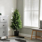 Joyooss Artificial Topiary Cedar Tree,3FT Faux Outdoor Plants Front Porch Decor 2 Set Evergreen Shrubs Fake Plant Artificial Bushes Cypress Trees with Flowerpot for Home Living Room Front Door Decor