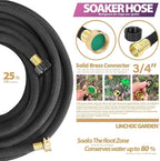 LICNCHOC GARDEN Soaker Hose 25ft,1/2 INCH Flexible Durable Garden Hose for Efficient Watering, Leak-Proof Design 100% Recycled Rubber,Ideal for Lawns,Gardens & Flower Beds
