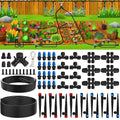 200FT Quick-Connect Drip Irrigation System, Automatic Irrigation Kit with 2/5" & 1/4" Tubing and Adjustable Drip Emitters, Garden Watering System for Lawn, Flower Bed, Greenhouse