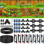 200FT Quick-Connect Drip Irrigation System, Automatic Irrigation Kit with 2/5" & 1/4" Tubing and Adjustable Drip Emitters, Garden Watering System for Lawn, Flower Bed, Greenhouse