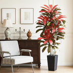 Artificial Dracaena Tree：5FT Faux Silk Tropical Yucca Floor Trees Realistic Fake Green Plant with Natural Wood Trunk & Lifelike Leaves for Home Office Decor Indoor & Outdoor (5FT,1-Pack,Black)