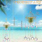 Yookeer 3 Pcs Hanging Air Plant Holder Rustic Style Air Plant Rack Hanger with Crystal Pendant and Chain Golden Geometric Metal Wall Window Display for Home Festival Wedding Decor, 3 Styles