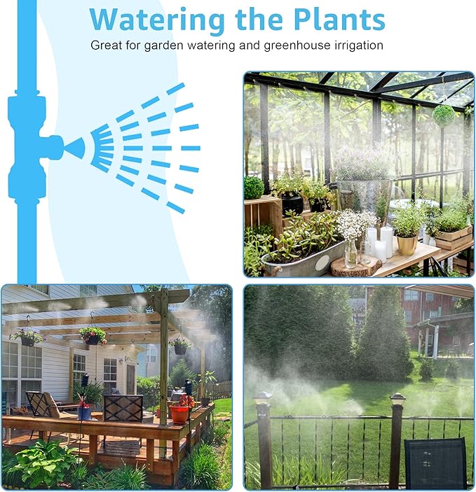 Bonviee Misters for Outside Patio, 26FT (8M) Patio Misting System, Outdoor Misters for Patio Cooling, 7 Brass Mist Nozzles, 3/4" Adapter, DIY Water Misters for Cooling Outdoor Garden Greenhouse