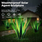 24” Large Solar Metal Agave Plants Outdoor Decor, Tequila Rustic Sculpture Outdoor Statues, Garden Sculpture for Patio Path Courtyard and Lawn