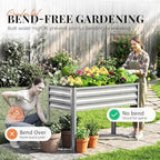 KING BIRD Large Raised Garden Bed with Legs Galvanized Elevated Planter Box 48×24×32 in for Backyard, Patio, Balcony, 400lb Capacity, Silver 2pcs