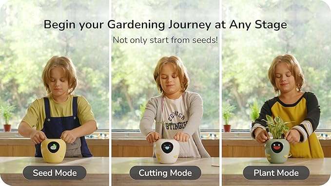 New 2026 Ai Smart Planter – Extra Large Interactive Plant Pot, Pet Plantagotchi, robot, Leafypod and Plantiboy, Robot Flower Pot with Feelings, Indoor Flowerpot with Water, Digital Gifts (Yellow)