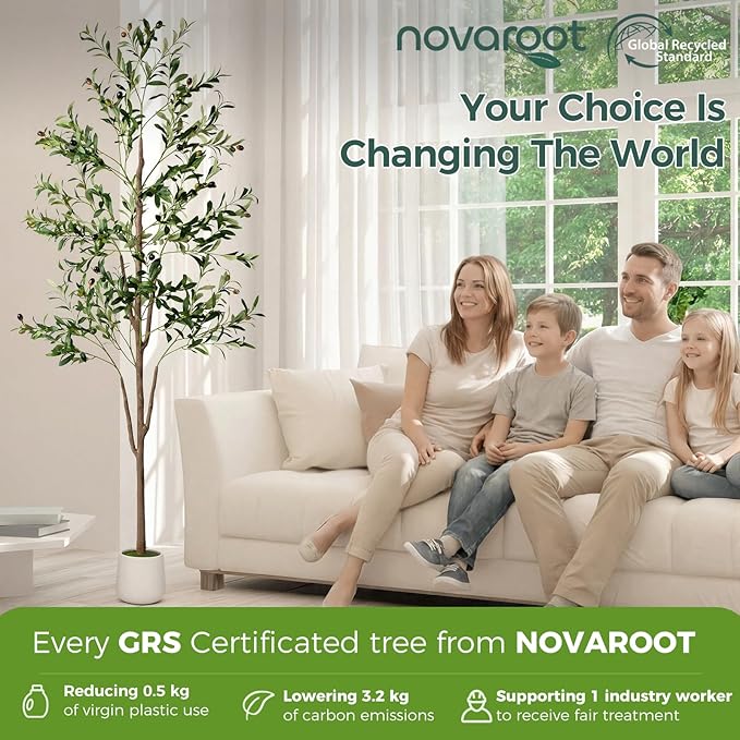 Olive Tree, 6FT Tall Faux Olive Tree with Moss and Planter, Olive Trees Artificial Indoor with Realistic Wood Trunk and Lifelike Fruits, Fake Olive Tree for Home Office Living Room Decor