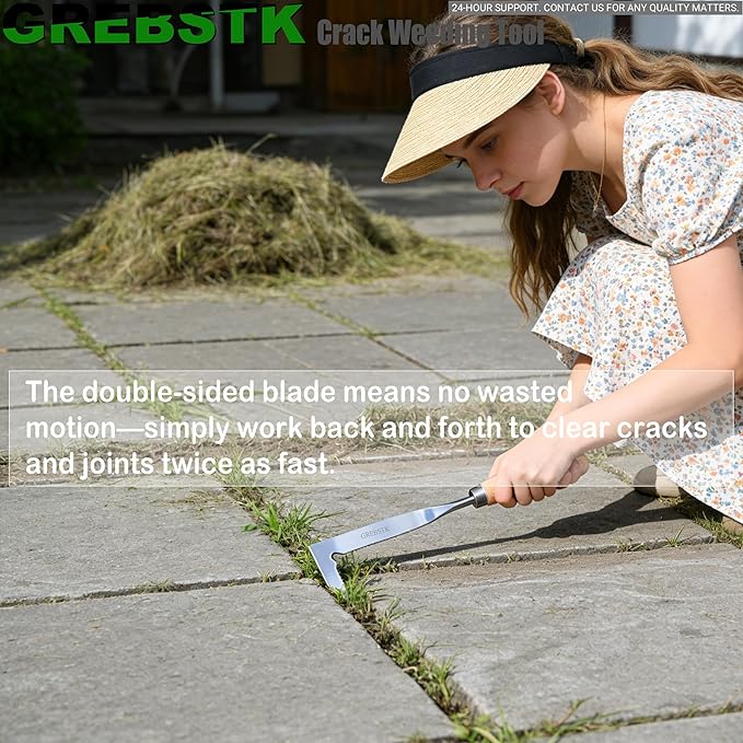 GREBSTK Crack Weeder Crevice Weeding Tool Stainless Steel Manual Weeder Beech Handle Gardening Tool