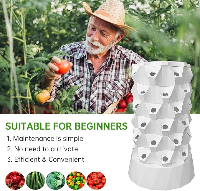 Hydroponic Tower, 14-Layer Hydroponics Growing System Kit with 70 Slots, Vertical Garden System with 20L Water Tank and Pump for Indoor Outdoor Home, Balcony & Patio (48 Slots)