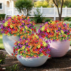 Artificial Outdoor Flowers, Realistic UV Resistant Waterproof Faux Plants, Full Looking Fake Flowers for Porch Planters Hanging Baskets Garden Patio Yard Outdoor Decor, 12 Bundles 4 Colors