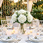 6Pcs Hydrangea Artificial Flowers Realistic Latex Texture for Spring Decoration Home Party Wedding Living Room Decoration 21''White