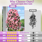 Sggvecsy Artificial Fake Hanging Flowers Plants for Outdoor Outside Spring Summer Decoration 2PCS Faux Silk UV Resistant Realistic Morning Glory Trailing Vines for Home Porch Patio Balcony(Pink)