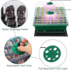 Hahood Seed Starter Kit with Grow Light Seedling Heat Mat 48 Cells Seed Starter Tray with Humidity Dome and Base Germination Trays Plastic Growing Trays Plant Propagation Kit for Seed Starting, Green