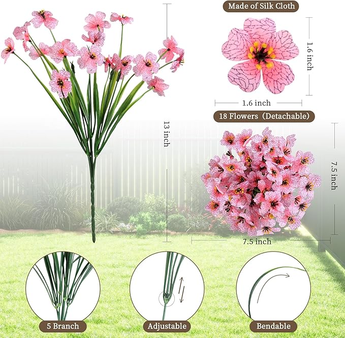 ColoPlay 24 Peach Bundles Artificial Flowers for Outdoors/Indoors Fake Flowers Plants for Indoor Outside Garden Porch Window Box Home Wedding Farmhouse