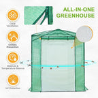 EAGLE PEAK 8x6 Portable Walk in Greenhouse, Pop Up Indoor Outdoor Greenhouse, Green House Kit with Zippered Roll-Up Doors and Windows + Mesh Lined Door, PE Cover, Clear/Green
