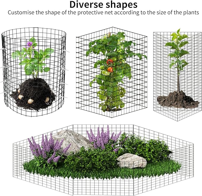 30 Pcs Plant Protectors from Animals,Protect Plants from Deer 10 Sets Metal Plant Cages Animal Intrusion Barrier Wire Mesh Easy to Assemble/Store Vegetable Garden Protection 12 * 12“