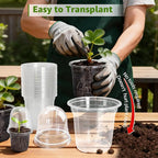 MIXC Clear Nursery Pots with Humidity Domes, 5/4/3.5 Inch Reinforced Transparent Plastic Pots for Planting with Drainage Holes for Seedlings, 30 Pack