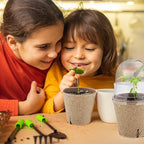Hahood 60 Set Plant Seeding Pots with Humidity Dome, 3 Inch Brown Biodegradable Seed Starter Pots, Plant Nursery Pots with Plant Labels for Seedlings, Garden Vegetable Germination