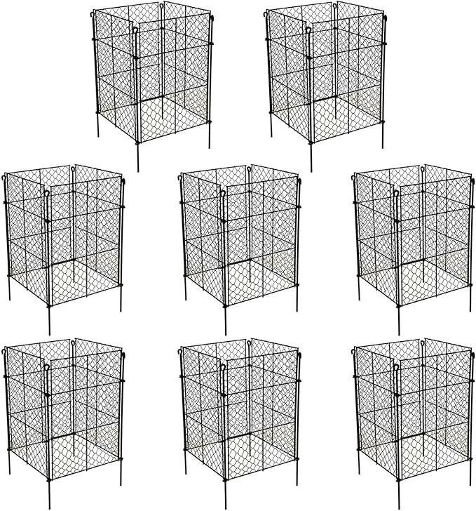 8 Pack Plant Protectors from Animals, 32Pcs DIY Plant Cages 12.6"x12.6"x16", Chicken Wire Garden Animal Barrier, Keep Rabbits & Chipmunks Out for Vegetables, Shrubs & New Plants