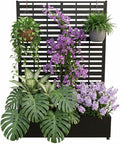 Metal Raised Garden Bed with Trellis & Privacy Screen, 71.5"x47"x16" Galvanized Metal Planter Box with Wheels & Drainage Holes for Patio Balcony Climbing Plants Flowers Vegetable, Black