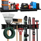 TIDYME Heavy-Duty Garage Wall Storage System | Wall Mounted Tool Organizer Rack with Shelving | 10-Piece Mounting Kit | Includes 4x10” Double-Layered Hooks & 2x16.5” Floating Utility Shelves
