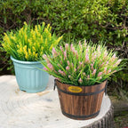 20 Bundles Artificial Plants Outdoor, UV Resistant Fake Flowers， Realistic Faux Lavender Shrubs for Porch Garden Window Box Home Decoration (Pink)