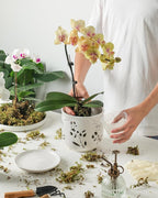 Fayoula Orchid Pot, 6.5 inch Large Orchid Pots with Holes for Healthy Growth and Easy Repotting, Premium Ceramic Orchid Planter for Indoor and Outdoor Use, (Note : Plant Not Included)