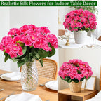 8 Bundles Artificial Geraniums Flowers for Outdoors Summer Decoration, Fake Flowers Silk Pink Flower UV Resistant No Fade Look Real Faux Plants for Porch Gardens Planter Patio Indoor Cemetery Decor