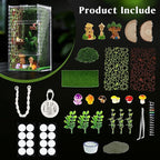 Jumping Spider Enclosure Kit, Small Acrylic Reptile Terrarium with Magnetic Door, Bug Habitat with 30 Pcs Jumping Spider Accessories for Tarantula, Mantis, Small Reptiles, 4" x 4" x 8"