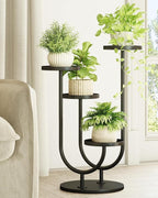 Bamworld Upgraded Outdoor Plant Stand Metal Plant Stand Indoor Corner Plant Stands 4 Pots Plant Shelf for Tall Plant Holder Black Plant Shelves for Living Room Bedroom Midcentury Modern Home Decor