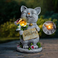 Garden Outdoor Statues Solar Cat Outside Statue Garden Decor for Yard Patio Porch Home Lawn Balcony, Gifts for Grandma Mother Women