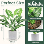 16" Small Fake Plants Artificial Tropical Faux Plants Indoor Desk Plant for Home Office Kitchen Shelf Sage Green Decor