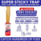 Fly Strips Indoor Sticky Hanging 48pk with Pins. Non Toxic Outdoor Fly Trap Indoor for Home. Flies Tape Paper Trap Ribbon Roll for House Gnat Fruit and Housefly. Bug Catchers for Inside Home Flypaper.