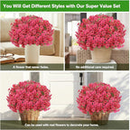 Artificial Flowers Fake Plants for Outdoors Spring Decoration, 13Bundles Silk Realistic UV Resistant Faux Flowers for Outside Planter Porch Yard Patio Garden Home Indoor, Rose