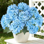 AGIRL 3 Bundles Blue Artificial Hydrangea Flowers for Outdoors, UV Resistant Lifelike Faux Flowers for Spring Indoor Outdoor Garden Patio Porch Balcony Home Decor Wedding Party Centerpieces