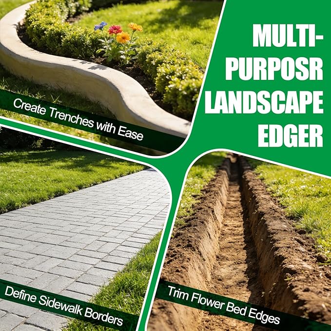 Edger Lawn Tool, 41.8” Manual Lawn Edger Tool with Ergonomic T-Grip & Wide Footplate, Metal Half Moon Grass Edgers for Garden Yard Landscaping Maintenance