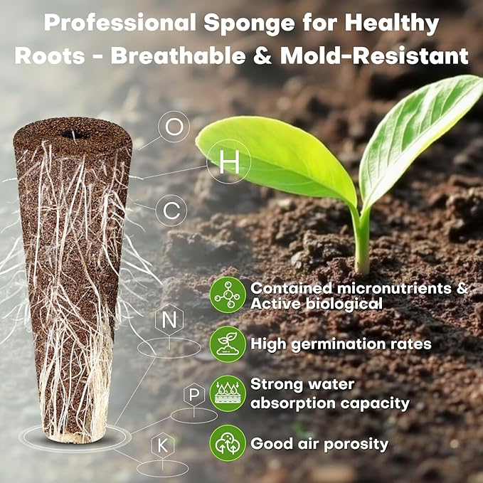 Ahopegarden 120 Pcs Seed Pod Kit for Aerogarden, Highly Breathable Hydroponics Replacement Pods Compatible with Most Indoor Hydroponic Systems,120 Grow Sponges & 120 Pod Labels