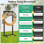 TomCare Garden Hose Holder Heavy Duty Water Hose Holder Holds 160 FT Hoses 4 Spikes Hose Reel Freestanding Hose Hanger Sturdy Hose Storage Stand for Outside Yard Lawn