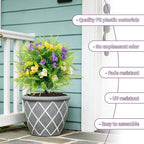 2 Pack Artificial Boxwood Topiary Ball Trees with Colorful Flowers for Outdoor - 23" UV Resistant Artificial Outdoor Shrubs Fake Bushes with Ground Spike for Front Porch Patio Garden Yard - Pansy&Fern