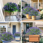 Bassion Artificial Flowers for Outdoors, 24 Bundles Fake Lavender Flowers UV Resistant Plastic Plants Faux Purple Monkey Grass for Home Porch Garden Window Box Indoor Outdoor Decorations