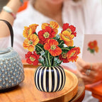 Freshcut Paper Pop Up Cards, Mini French Poppies, 6 Inch Mini Sized Forever Flower Bouquet 3D Popup Greeting Cards, Birthday Cards, Thank You Card, Blank Notecard & Envelope