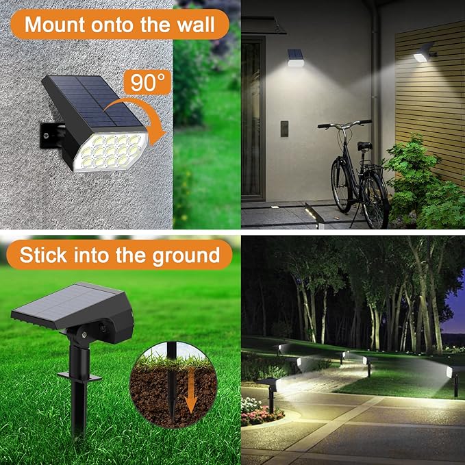 WELALO Solar Spot Lights Outdoor, [10 Pack/65 LED/3 Modes] Solar Landscape Spotlights, Solar Powered Security Lights, IP68 Waterproof Wall Lights for Outsides Walkway Yard Garden Driveway(Cool White)