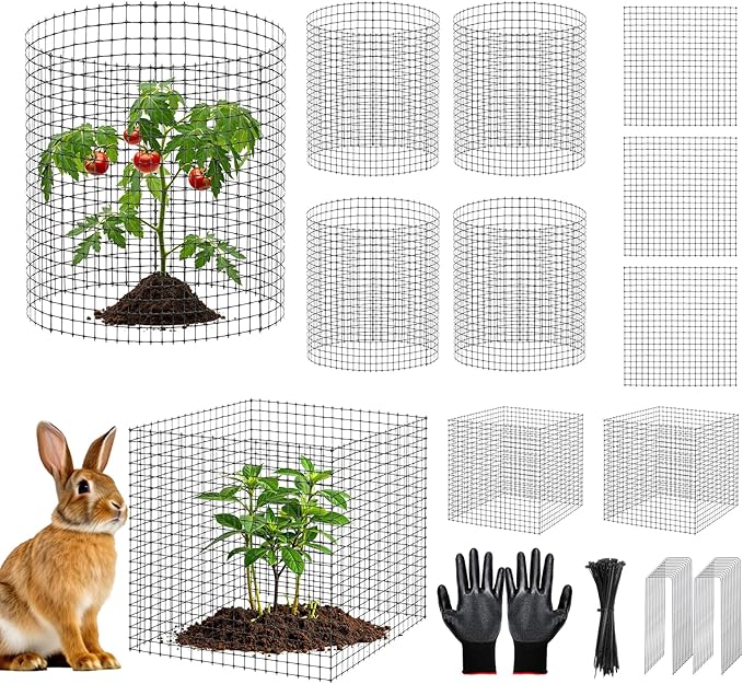 60PCS Plant Protection from Animals 12x12 Inch Metal Wire Plant Protectors,Plant Cages to Keep Animals Out, Sturdy Bunny Barricades Chicken Wire Cloche Plant Protectors for Shrubs Flowers Vegetables