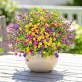 ATTGREAT Artificial Spring Flowers Outdoors UV Resistant Fake Greenery Plants Realistic Plastic Flowers Outside Faux Silk Wildflowers for Home Planter Porch Garden Decor, 6 Bundles (Multicolor)